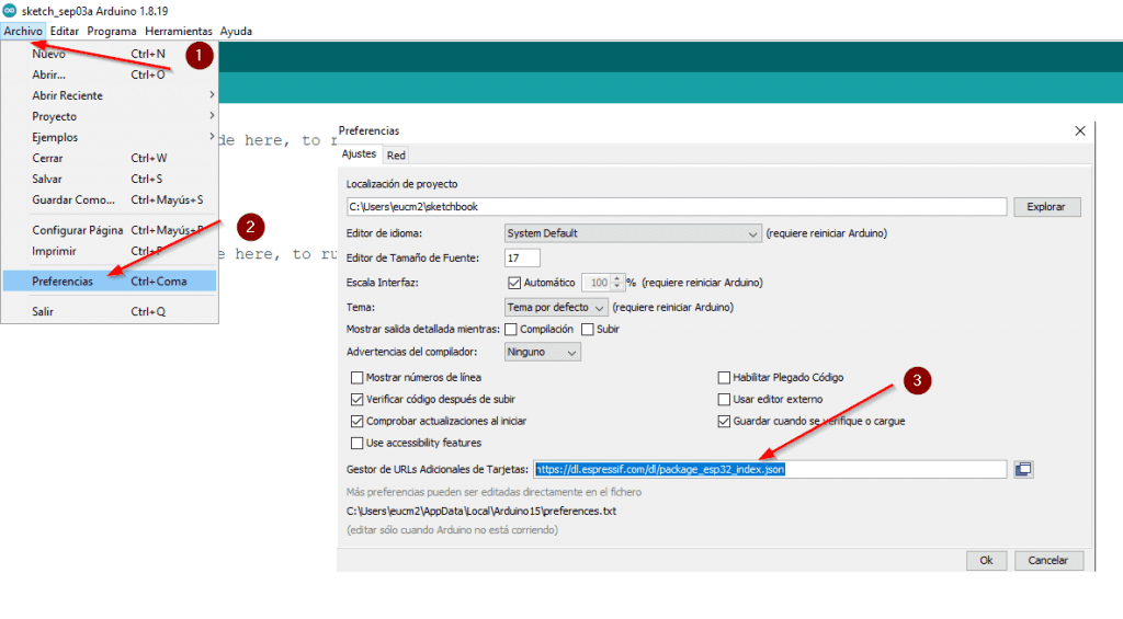 Agregar librerías de esp32 en Arduino IDE