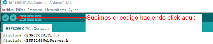 Subir el código en Arduino IDE