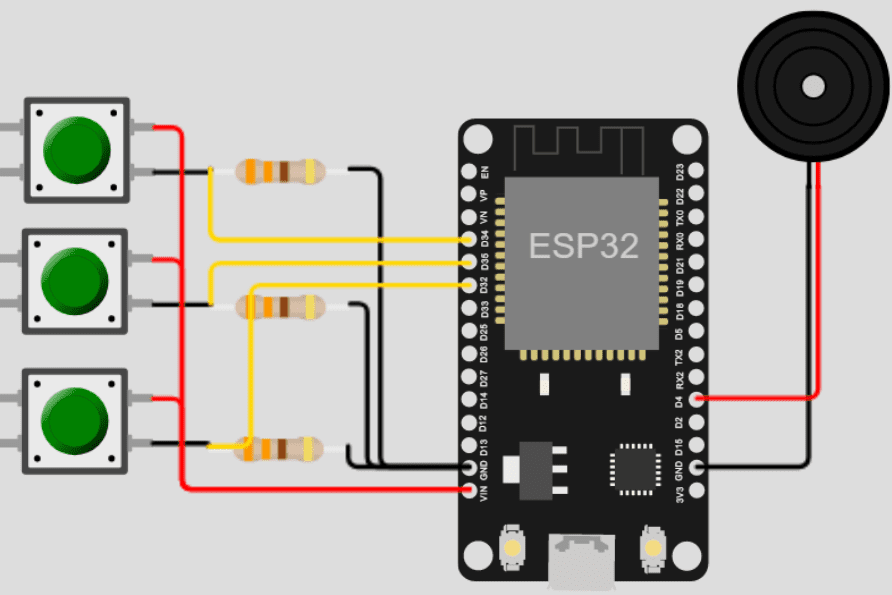 Zumbador con pulsador en el ESP32