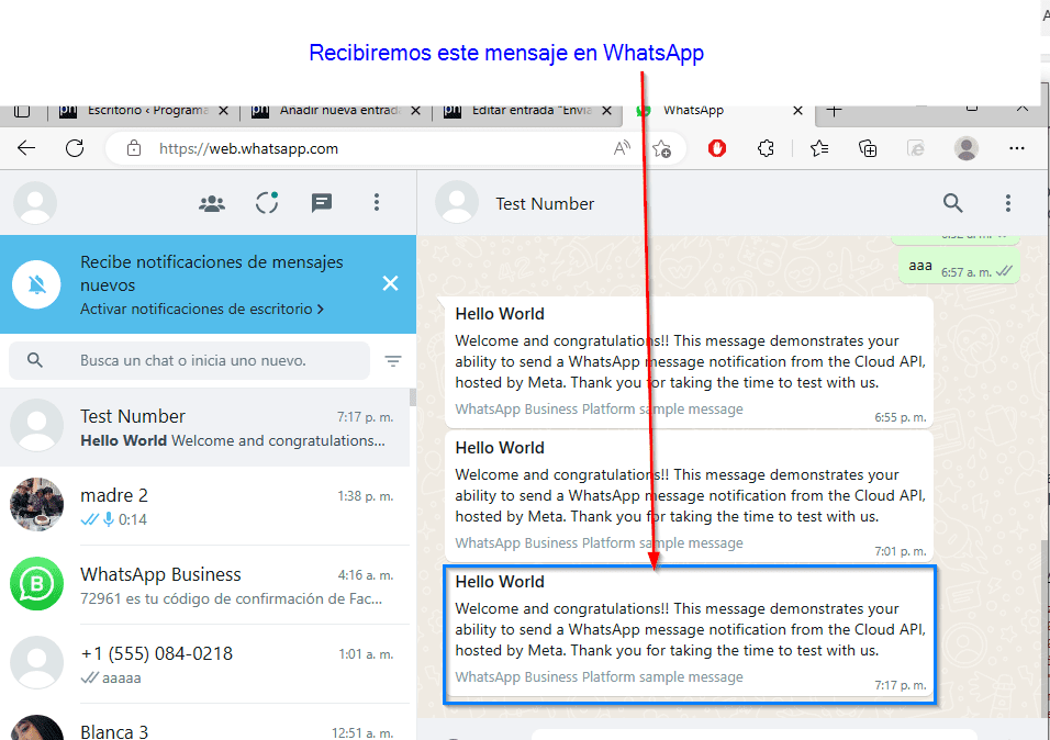 Enviar mensajes con Api Oficial de WhatsApp en C#